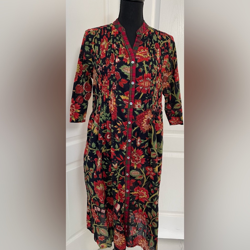 J.Peterman Indian inspired shirt dress XS tunic beach cover